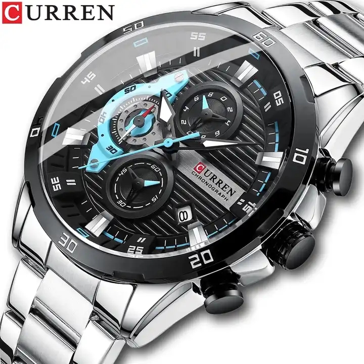 Curren Chronograph Quartz Wristwatches Stainless Steel Waterproof Fashion Casual Men's Watches for Montre Homme Relojes